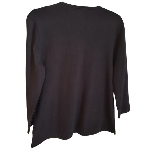 Jones Studio 3/4 Sleeve Top Wmn's Sz M Black V Neck Soft Knit base layer Casual - Picture 6 of 14